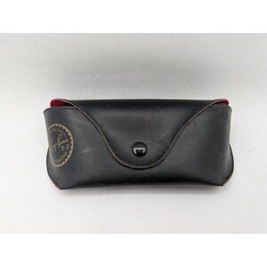 Vtg. Ray-Ban Sunglasses Case with snap top- Black Made Italy red interior READ